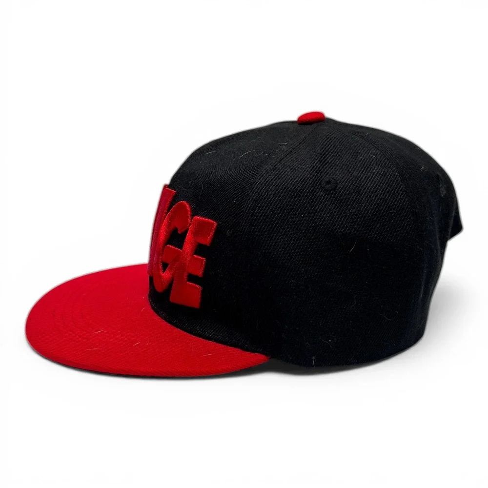 Six Flags Savage Snapback‎ Hat Mens OSFA Black Red Flat Brim 3D Embroidered Cap